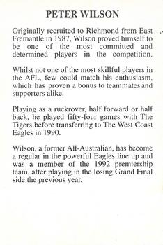 1994 The Great Footy Card Game #NNO Peter Wilson Back